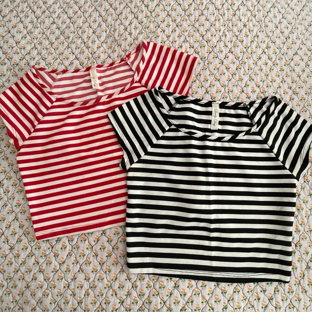 LOVELY DAY STRIPED CROP TOP BUNDLE M-L